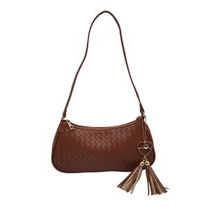 Like Dreams Brown Woven Ash Dreams Heart Tassel Shoulder Bag